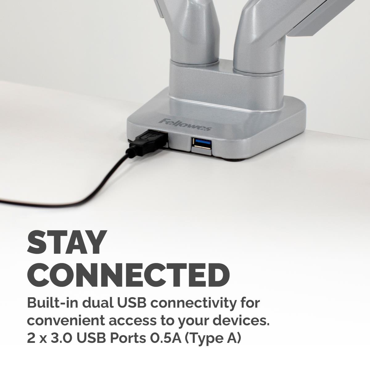 Platinum Series Dubbele Monitor Arm Silver