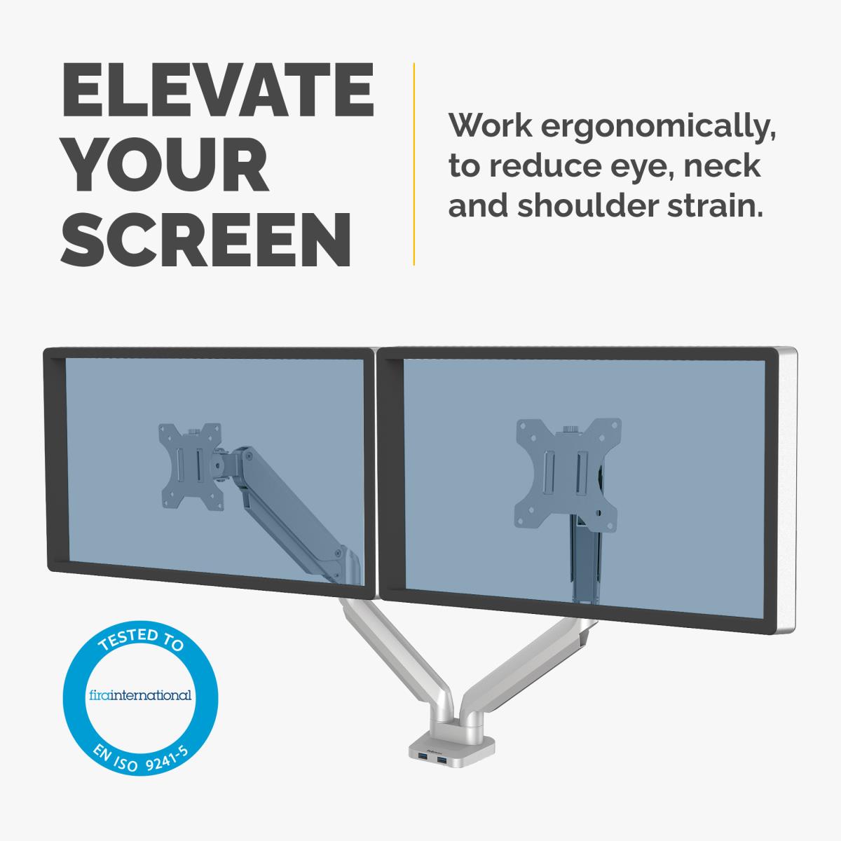 Platinum Series Dubbele Monitor Arm Silver