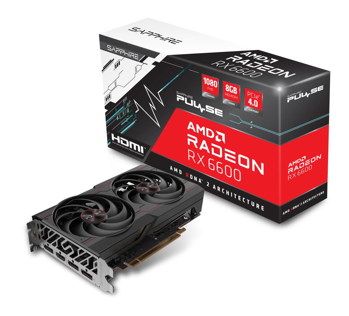 Video Card Pulse Amd Radeon Rx 6600 Gaming 8GB Gddr6 Hdmi / 3 Dp