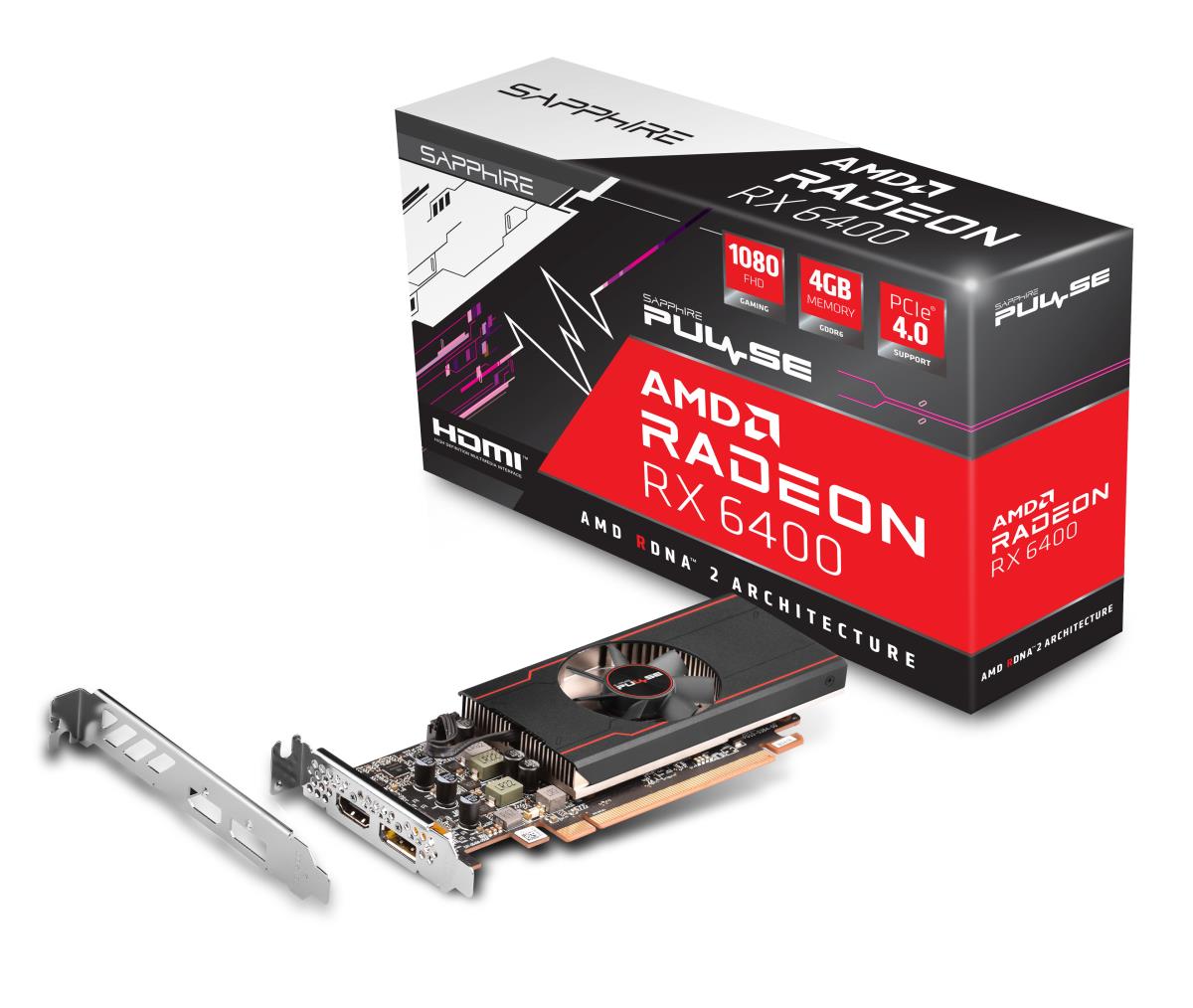 Video Card Pulse Amd Rx 6400 Gaming 4GB Gddr6 Hdmi / Dp Lp