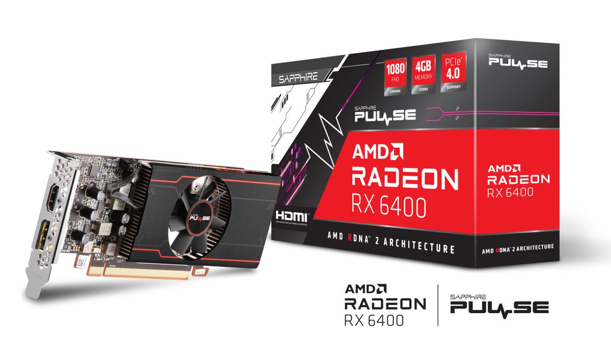 Video Card Pulse Amd Rx 6400 Gaming 4GB Gddr6 Hdmi / Dp Lp