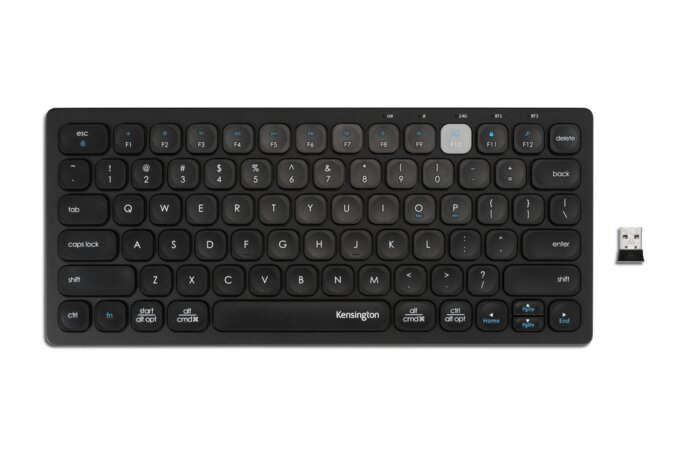 Compact Wireless Keyboard - Bluetooth & 2.4GHz Rf USB Receiver - Black - Azerty Belgian