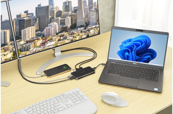 UH1460P USB-C 5Gbps Dual 4K Driverless Mobile Dock with 85W Pass-Through Power