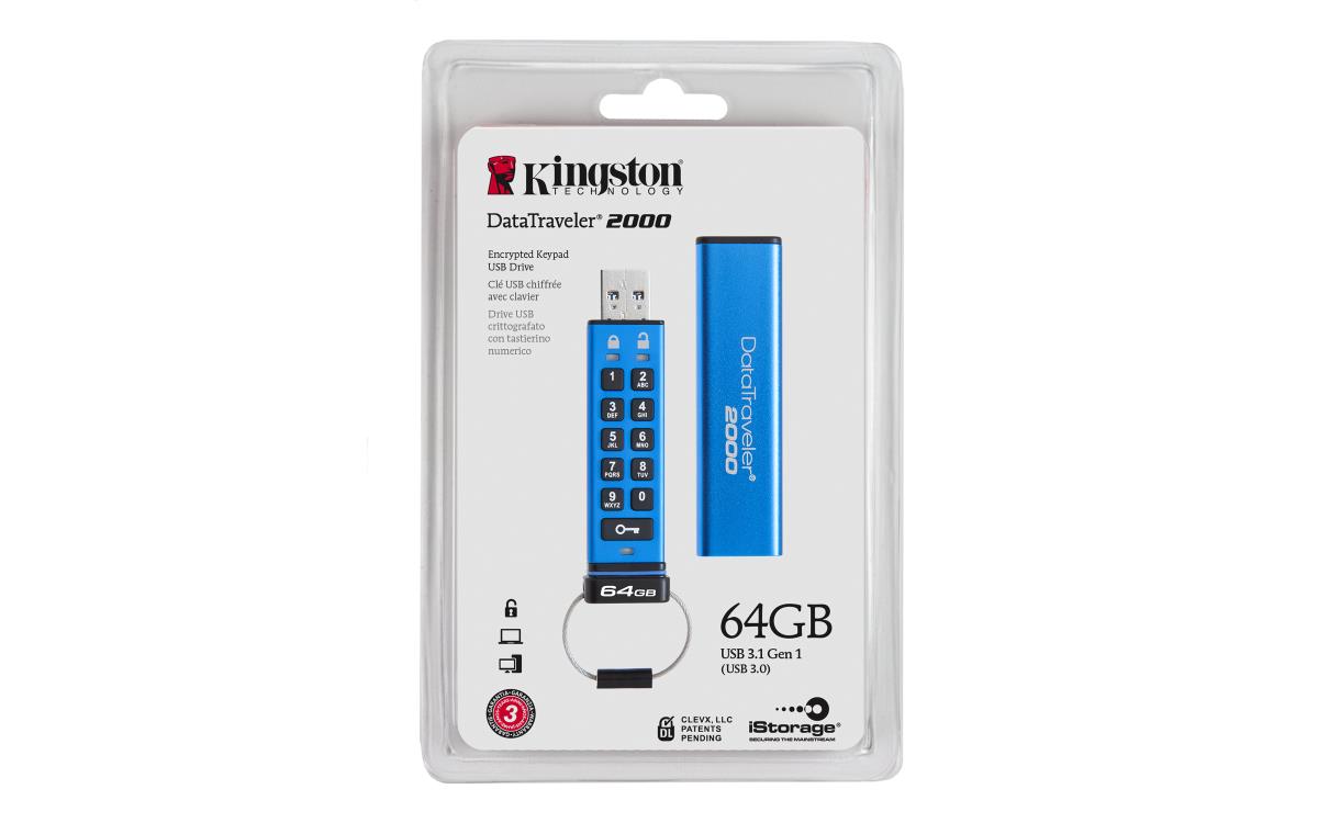 Datatraveler 2000 - 64GB USB Stick - USB 3.0 - Aes 256-bit Hardware-based Data Encryption
