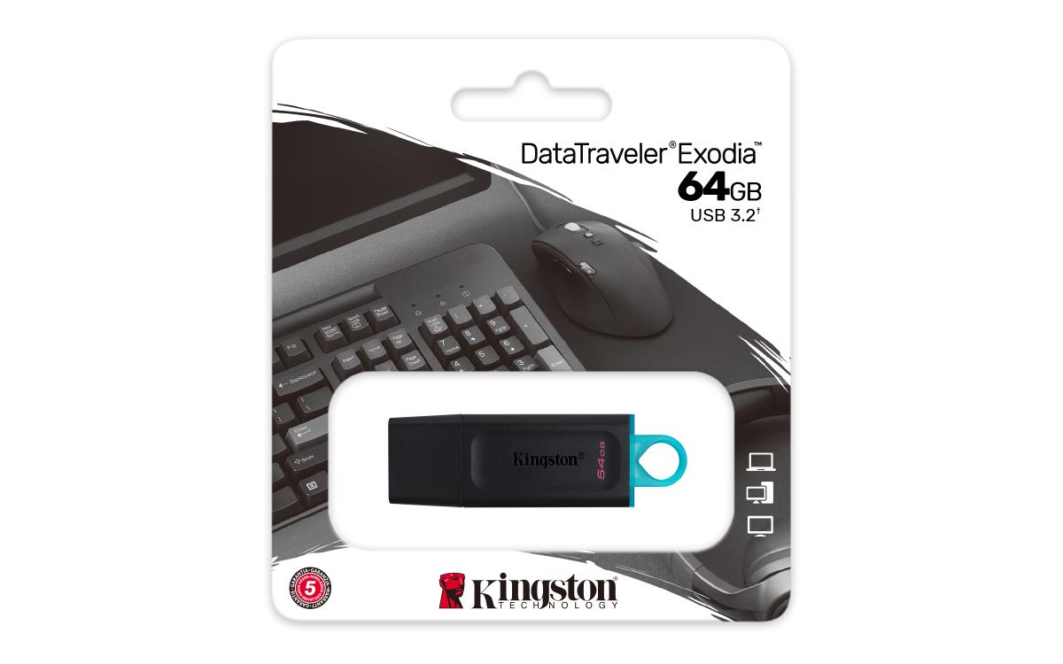 Datatraveler Exodia - 64GB USB Stick - USB 3.2 - Black + Teal