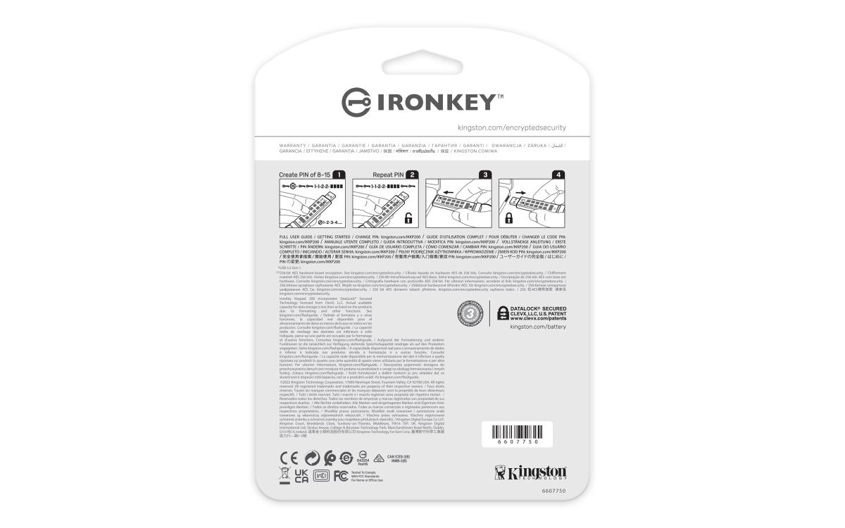 Ironkey Keypad 200 - 8GB USB Stick - USB 3.2 - FIPS 140-3 Level 3 (pending) With Aes 256-bit Encrypted