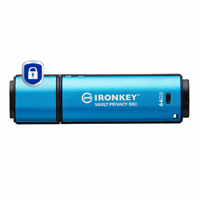 Ironkey Vault P 50c - 64GB USB Stick - USB C - FIPS 197 Xts-aes 256-bit Encryption