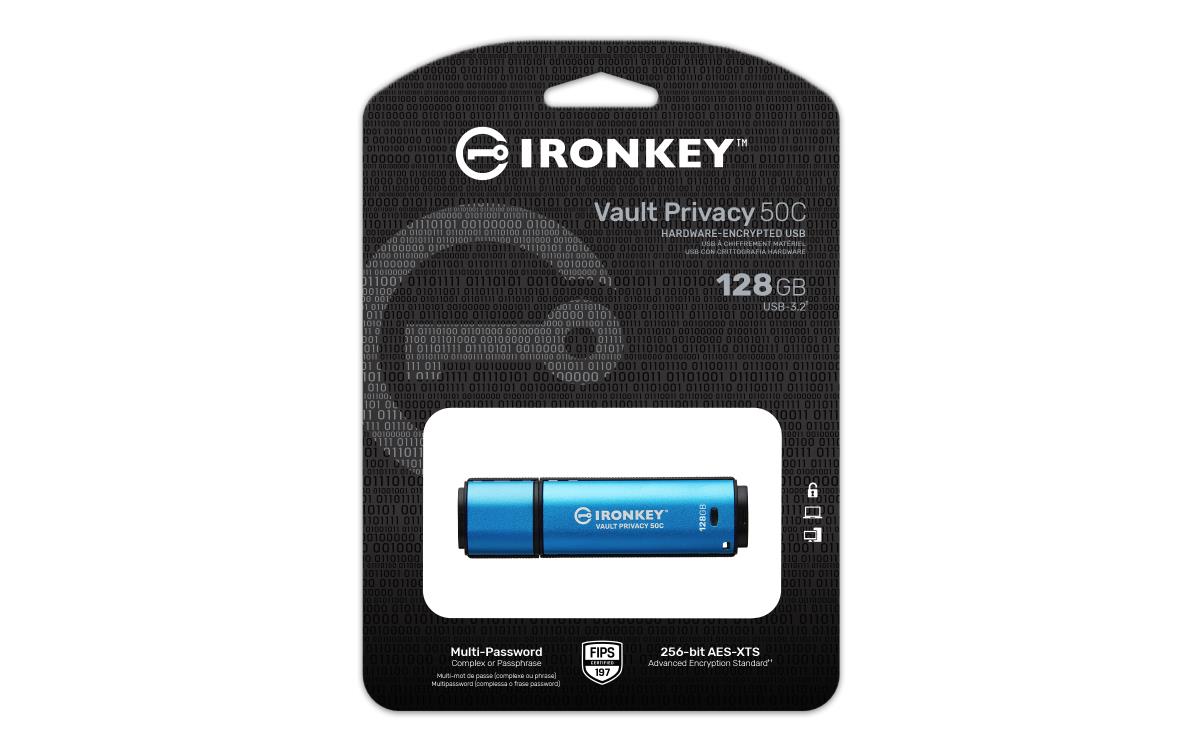 Ironkey Vault P 50c - 128GB USB Stick - USB C - FIPS 197 Xts-aes 256-bit Encryption