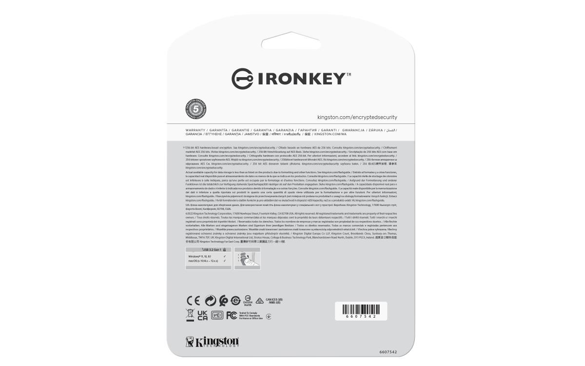 Ironkey Vault P 50c - 128GB USB Stick - USB C - FIPS 197 Xts-aes 256-bit Encryption