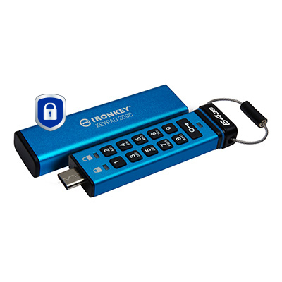 Ironkey Keypad 200c - 64GB USB Stick - USB 3.2 / USB-c - FIPS 140-3 Level 3 (pending) - Aes 256-bit Encrypted