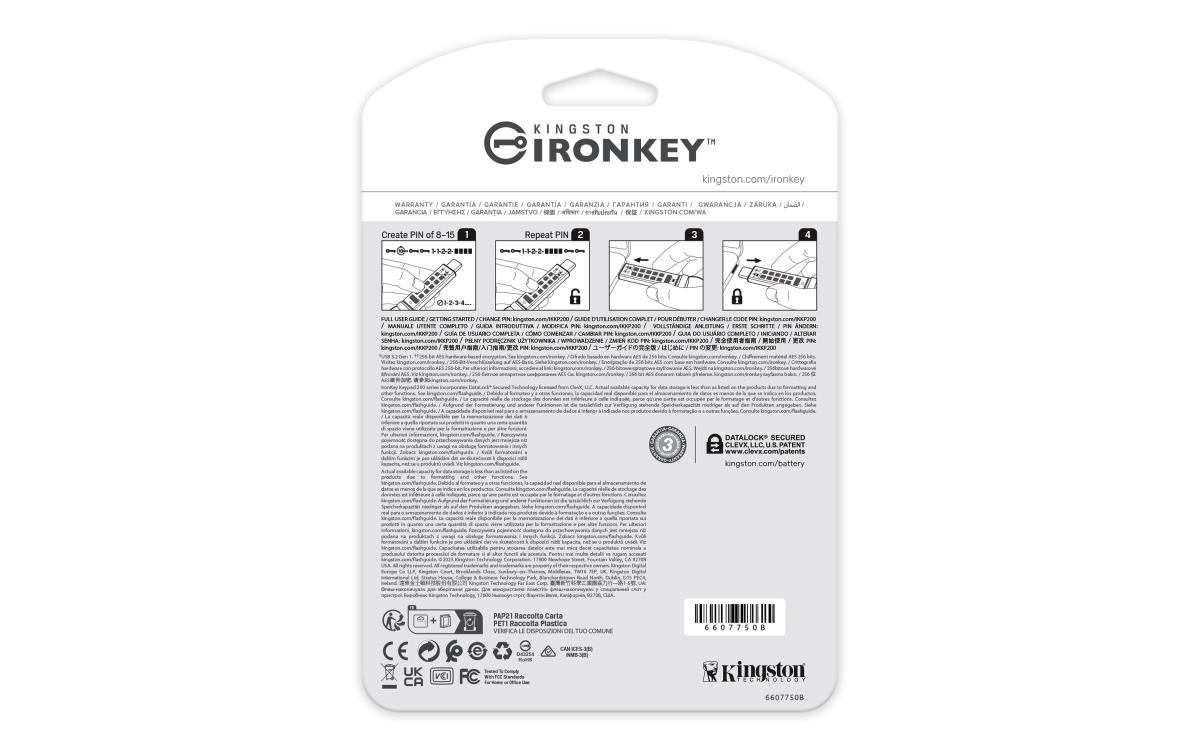 Ironkey Keypad 200c - 512GB USB Stick - USB 3.2 / USB-c - FIPS 140-3 Level 3 (pending) - Aes 256-bit Encrypted