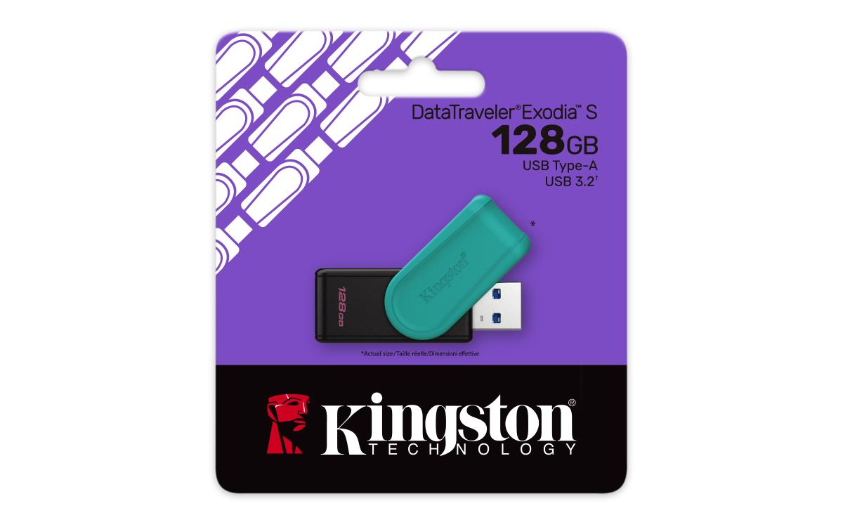 Datatraveler Exodia S - 128GB USB Stick - USB 3.2 - Black / Turquoise