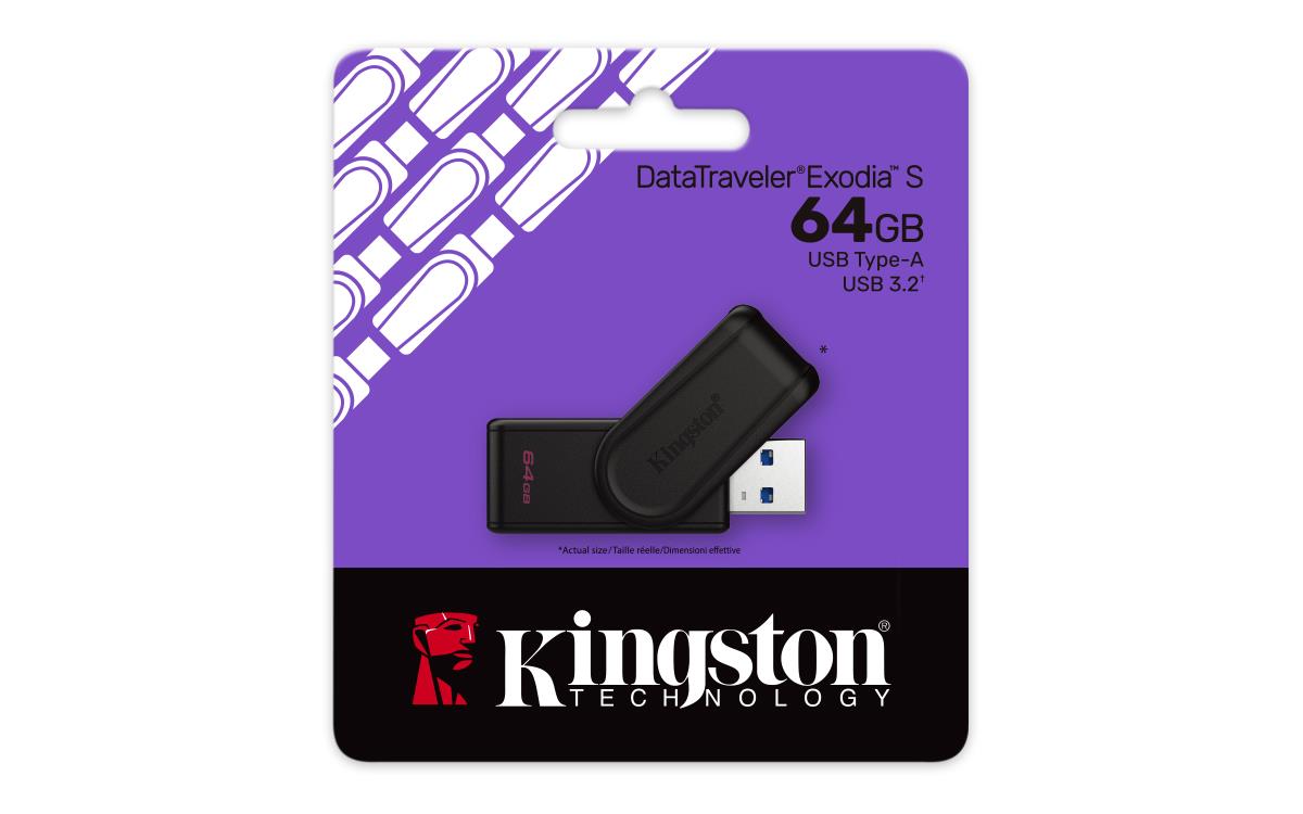 Datatraveler Exodia S - 64GB USB Stick - USB 3.2 - Black / Black