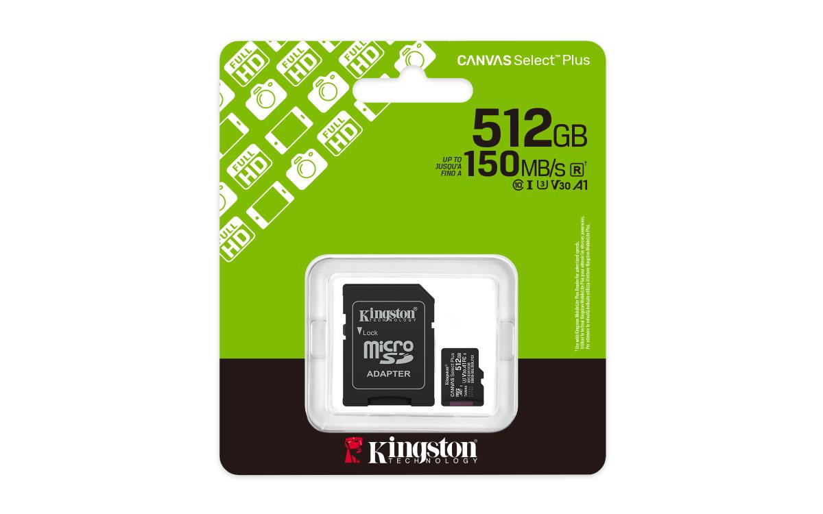 Micro Sdxc Card - Canvas Select Plus - 512GB - Uhs-i U1/u3 Video Class 10/30 A1 With Adapter