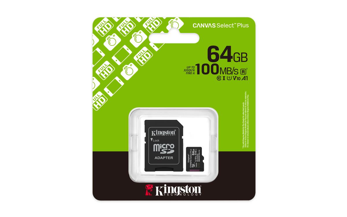 Micro Sdxc Card - Canvas Select Plus - 64GB - Uhs-i U1/u3 Video Class 10/30 A1 With Adapter