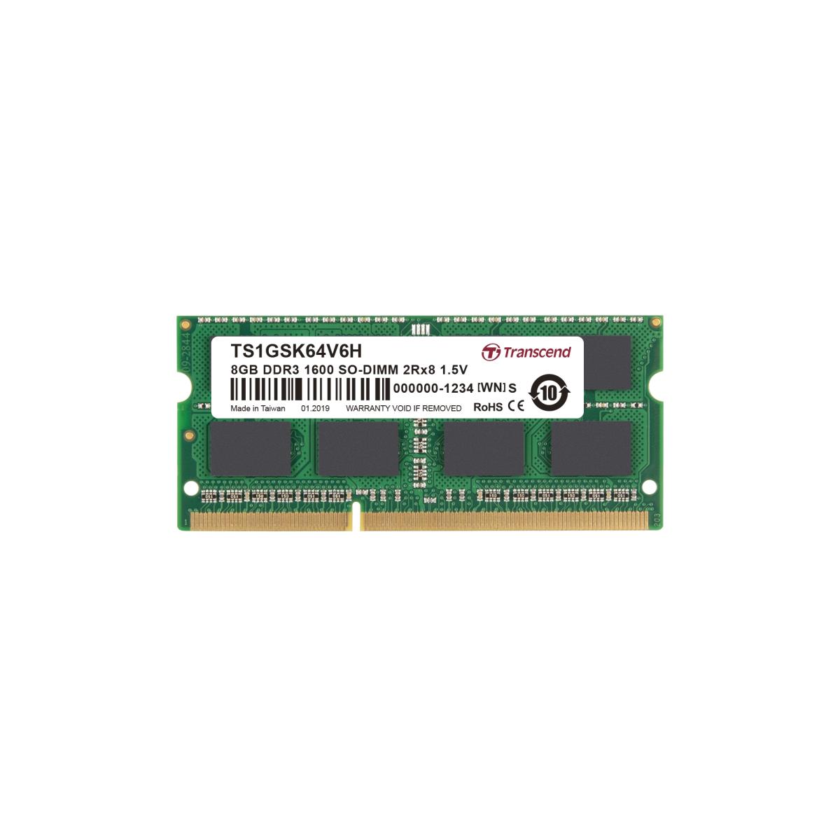 8GB DDR3 1600MHz So-DIMM Cl11 2rx8 (ts1gsk64v6h)