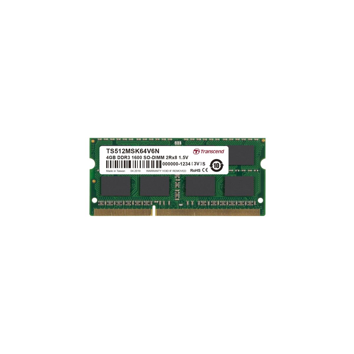 4GB DDR3 1600 So-DIMM Cl11 2rx8 (ts512msk64v6n)