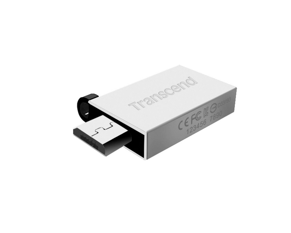 Jetflash 380s - 16GB USB Stick - USB 2.0 / Micro-b USB 2.0 - Silver