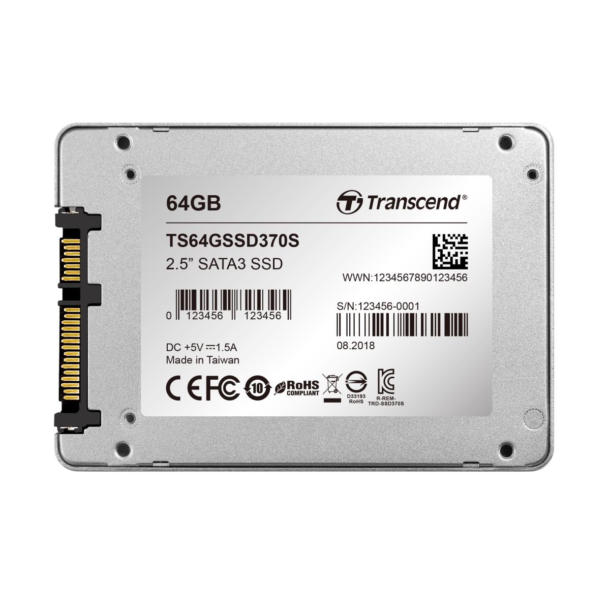 SSD 370 64GB 2.5in SATA Ill 6gb/s Mlc Aluminium Housing