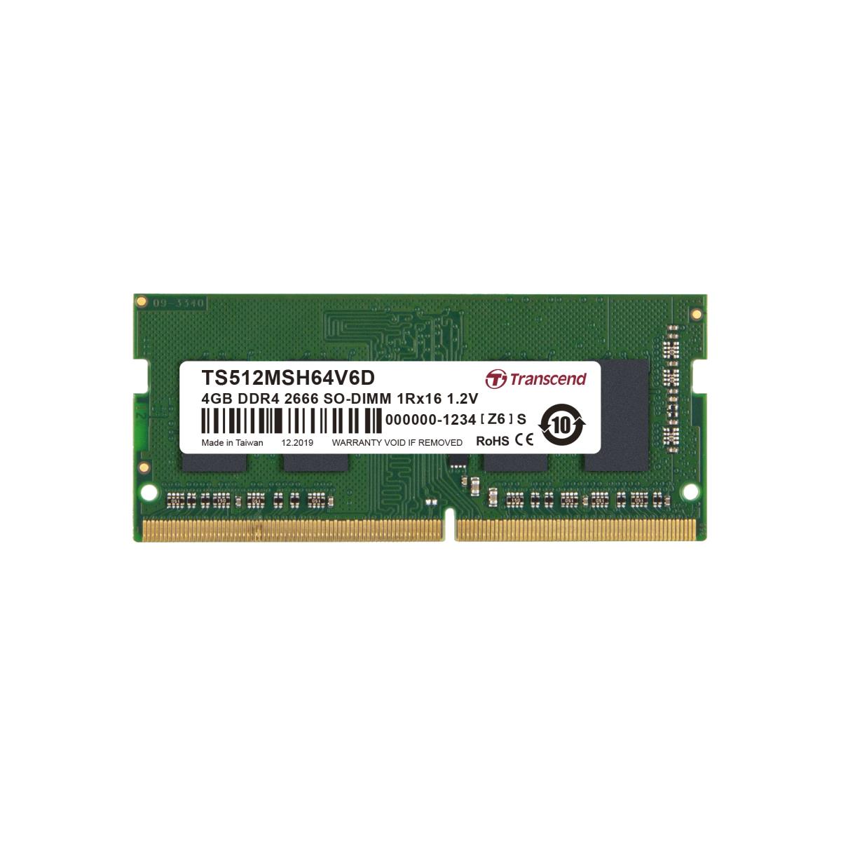 4GB Ddr4 2666MHz SoDIMM 1rx16 512mx16 Cl19 1.2v