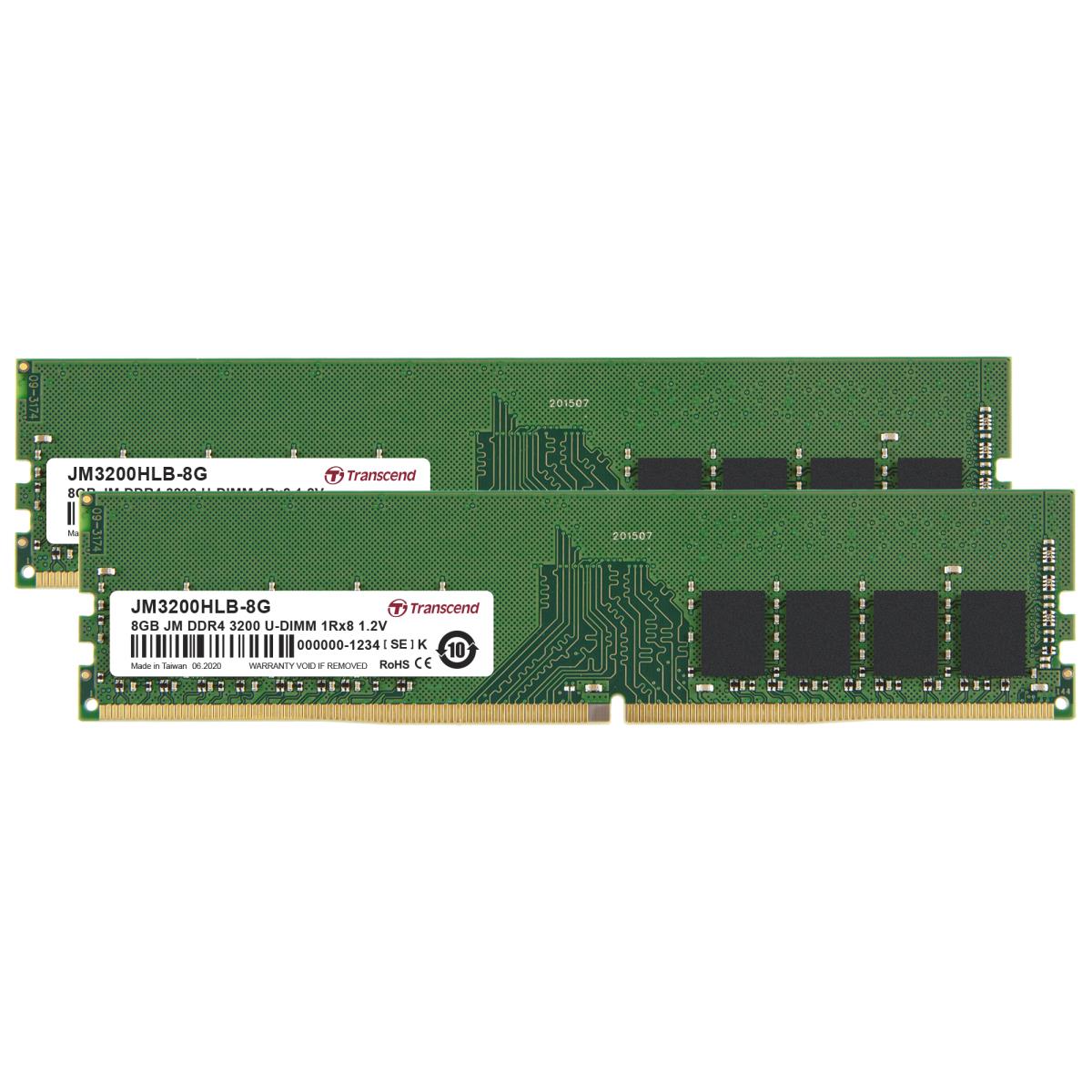Jetram 16GB Kit Ddr4 3200MHz DIMM 1rx8 1gx8 Cl22 1.2v