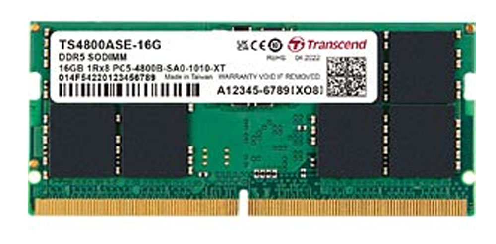 16GB Ddr5 4800 So-DIMM 1rx8 2gx8 Cl40 1.1v