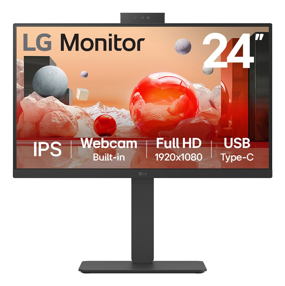 Desktop USB-c Monitor - 24BA850-B - 24in - Built-in FHD Webcam 1920z1080 - IPS 5ms 16:9 - Hdmi/ USB-C/ Dp/ RJ-45/ 3.5mm (Audio) - Black