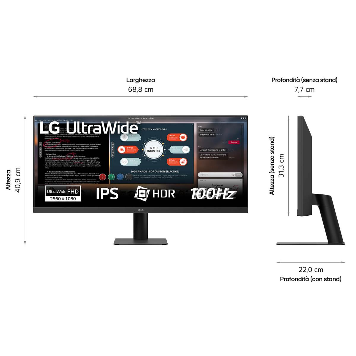Desktop Monitor - 29u511a-b - 29in - Uwfhd 2560 X 1080 - IPS (21:9) - Amd Freesync - Hdmi/ Dp - 5ms (1ms Mbr) - Black