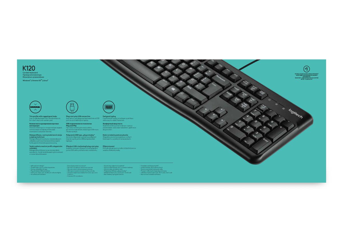 K120 Keyboard - USB Corded - Qwerty Us/int'l