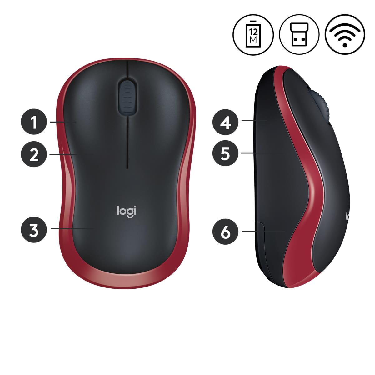 Wireless Mouse M185 Red
