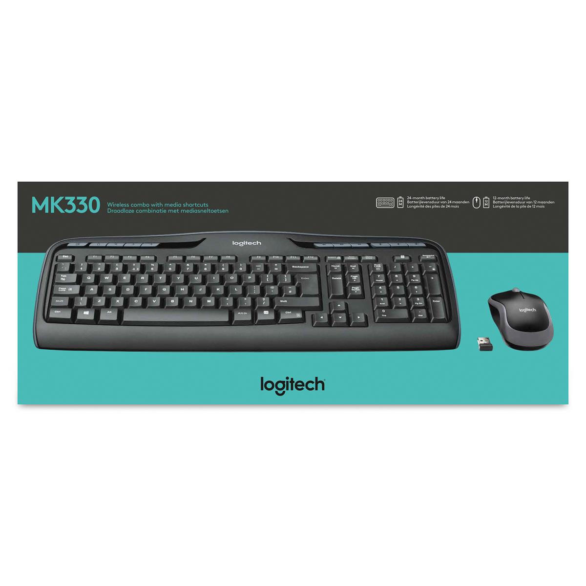Wireless Combo Mk330 - Black/silver - Azerty Belgian