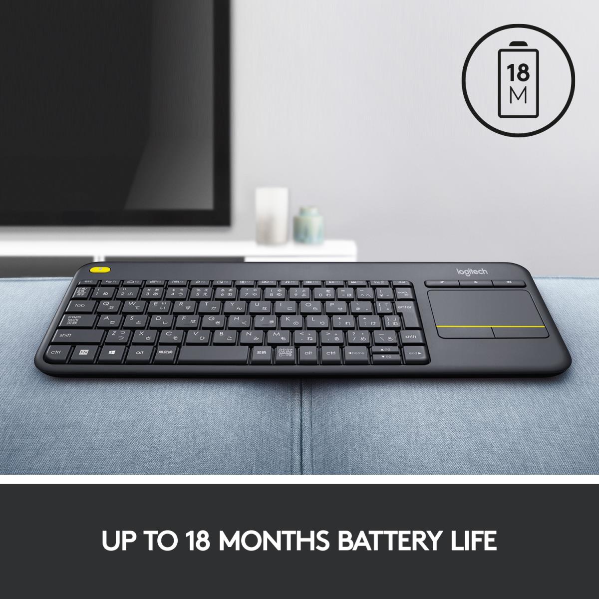Wireless Touch Keyboard K400 Plus - Black - Qwertzu Swiss-Lux