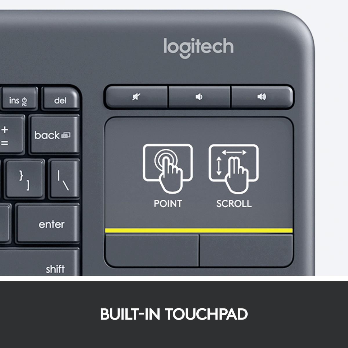 Wireless Touch Keyboard K400 Plus - Black - Qwertzu Swiss-Lux