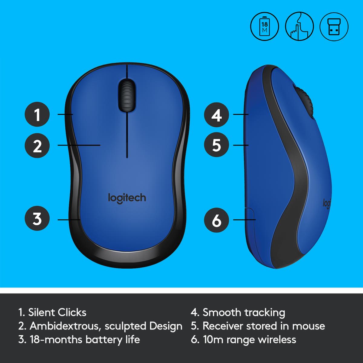 M220 Silent Wireless Mouse Blue
