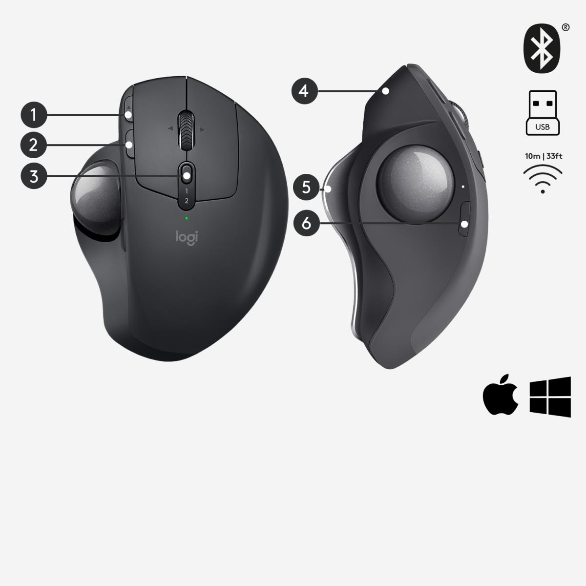 MX Ergo Advanced Wireless Trackball - Graphite