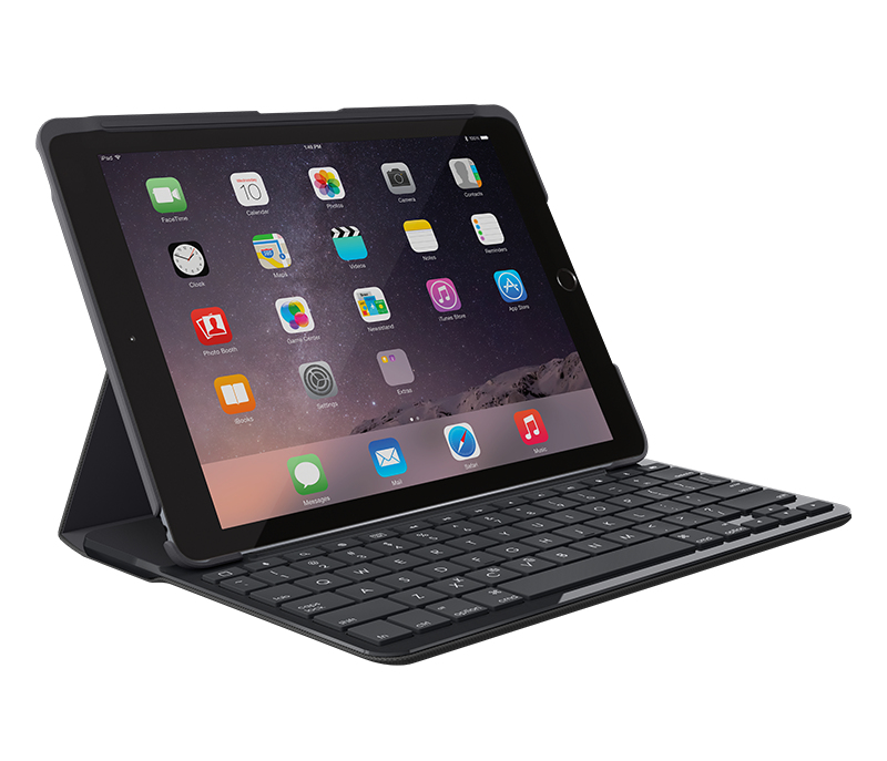 Slim Folio For iPad Keyboard Case With Bluetooth Black - Qwerty Espanol