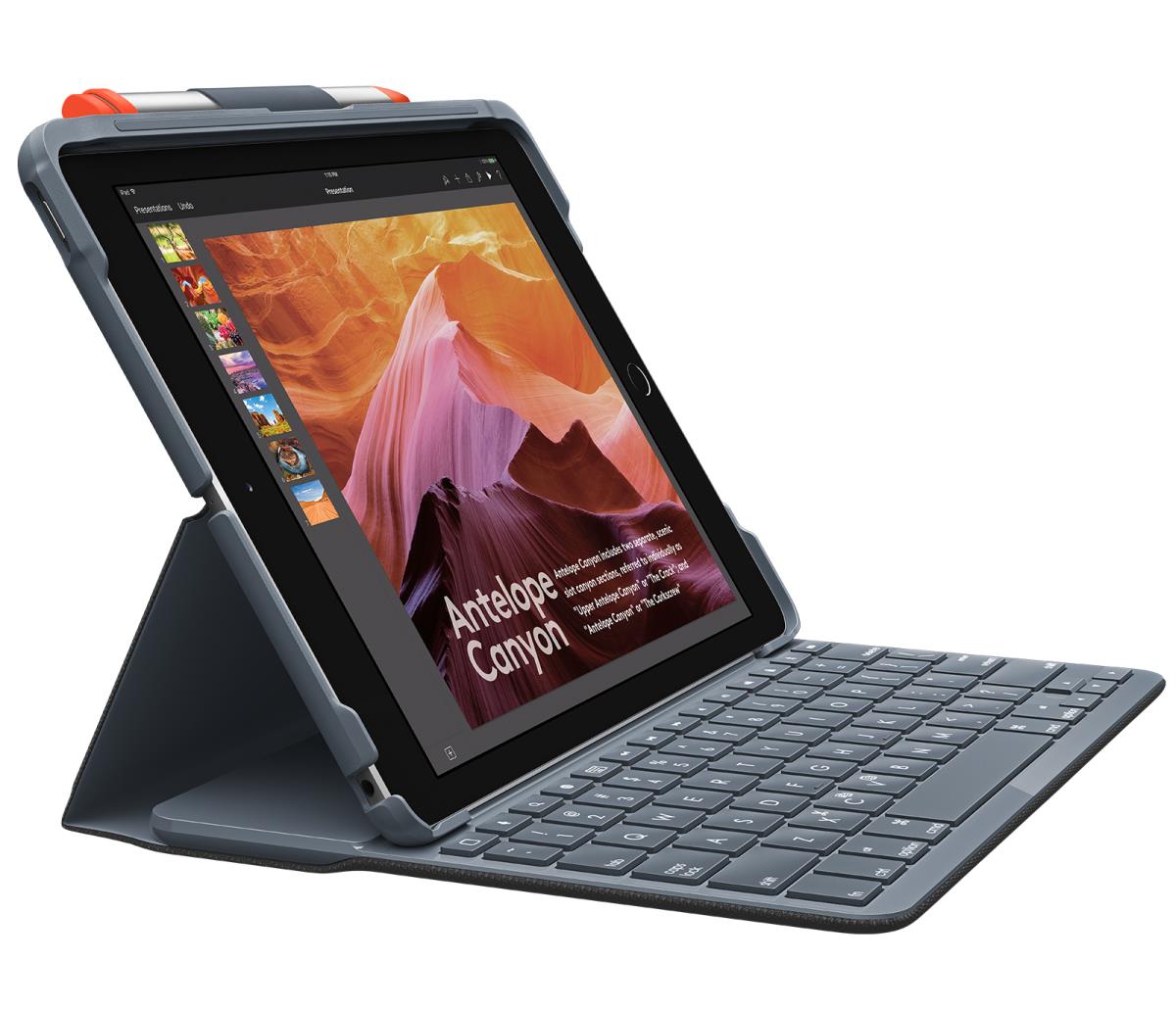 Slim Folio For iPad Keyboard Case With Bluetooth Black - Qwerty Espanol