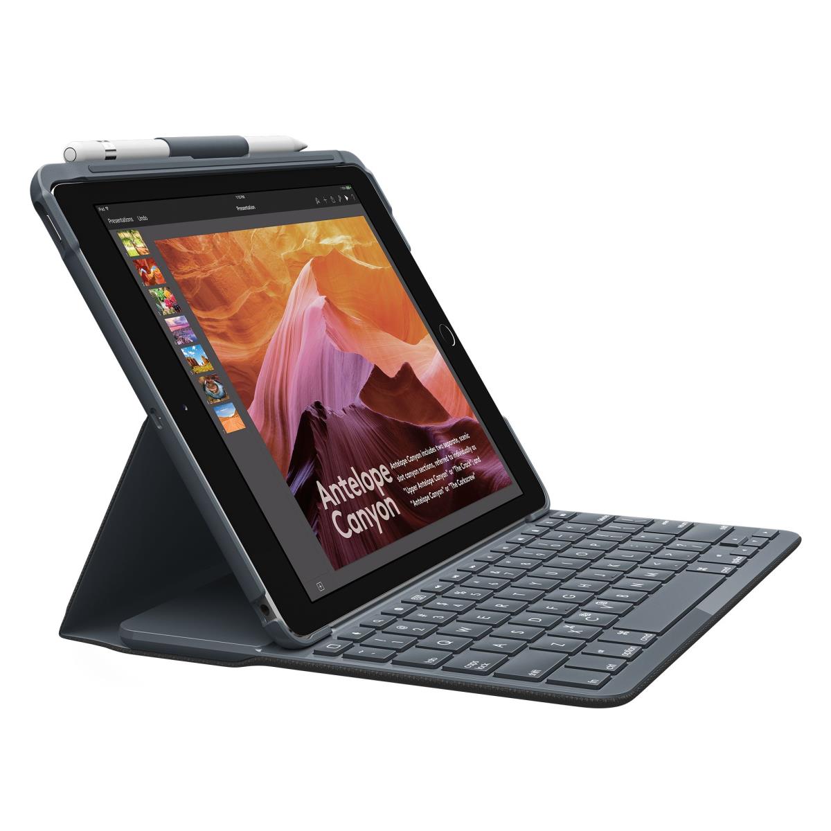 Slim Folio For iPad Keyboard Case With Bluetooth Black - Qwerty Espanol