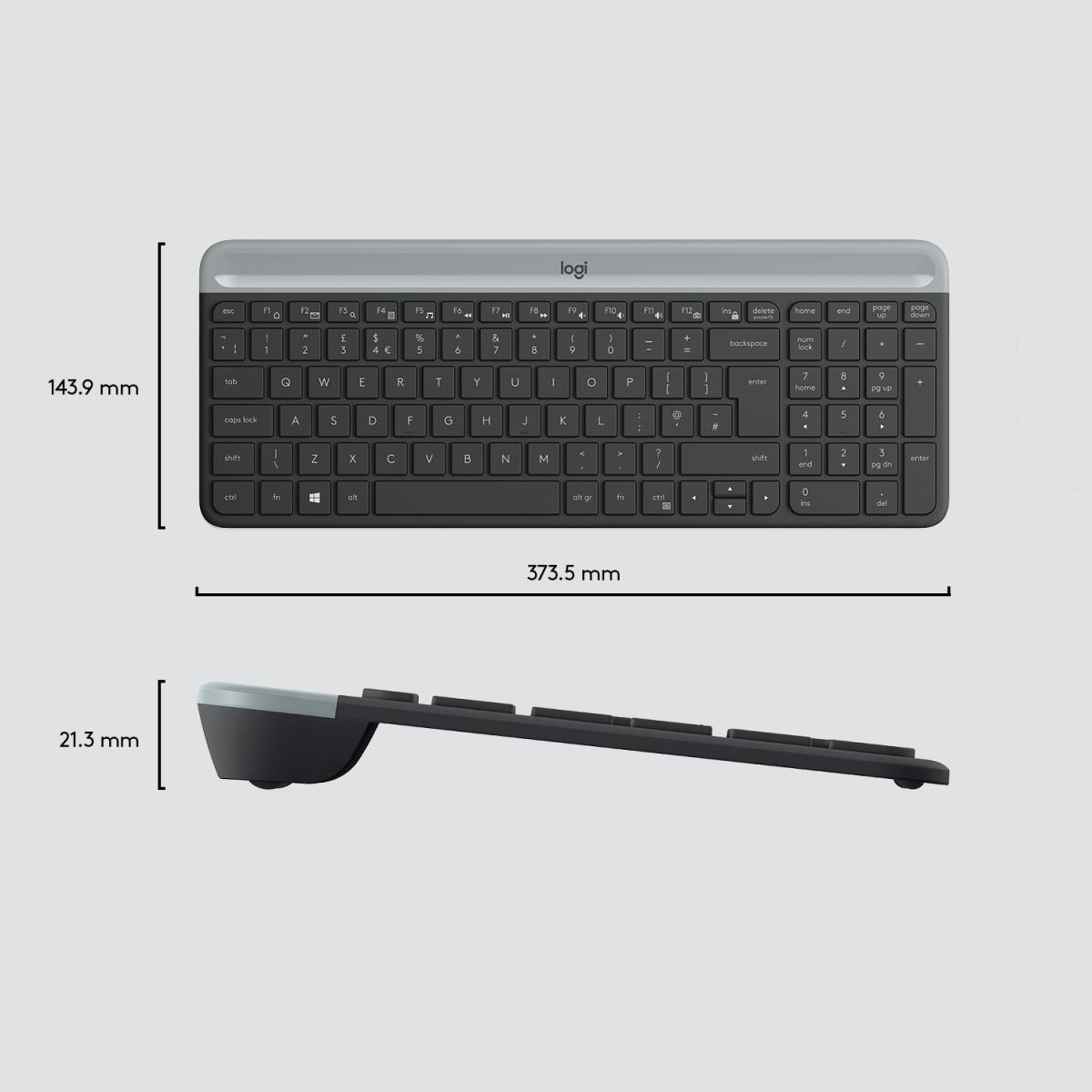 Slim Wireless Keyboard And Mouse Combo Mk470 - Graphite - Qwerty US/Int'l