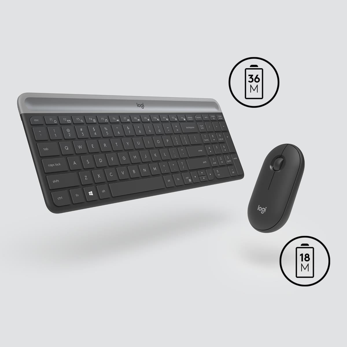Slim Wireless Keyboard And Mouse Combo Mk470 - Graphite - Qwerty US/Int'l