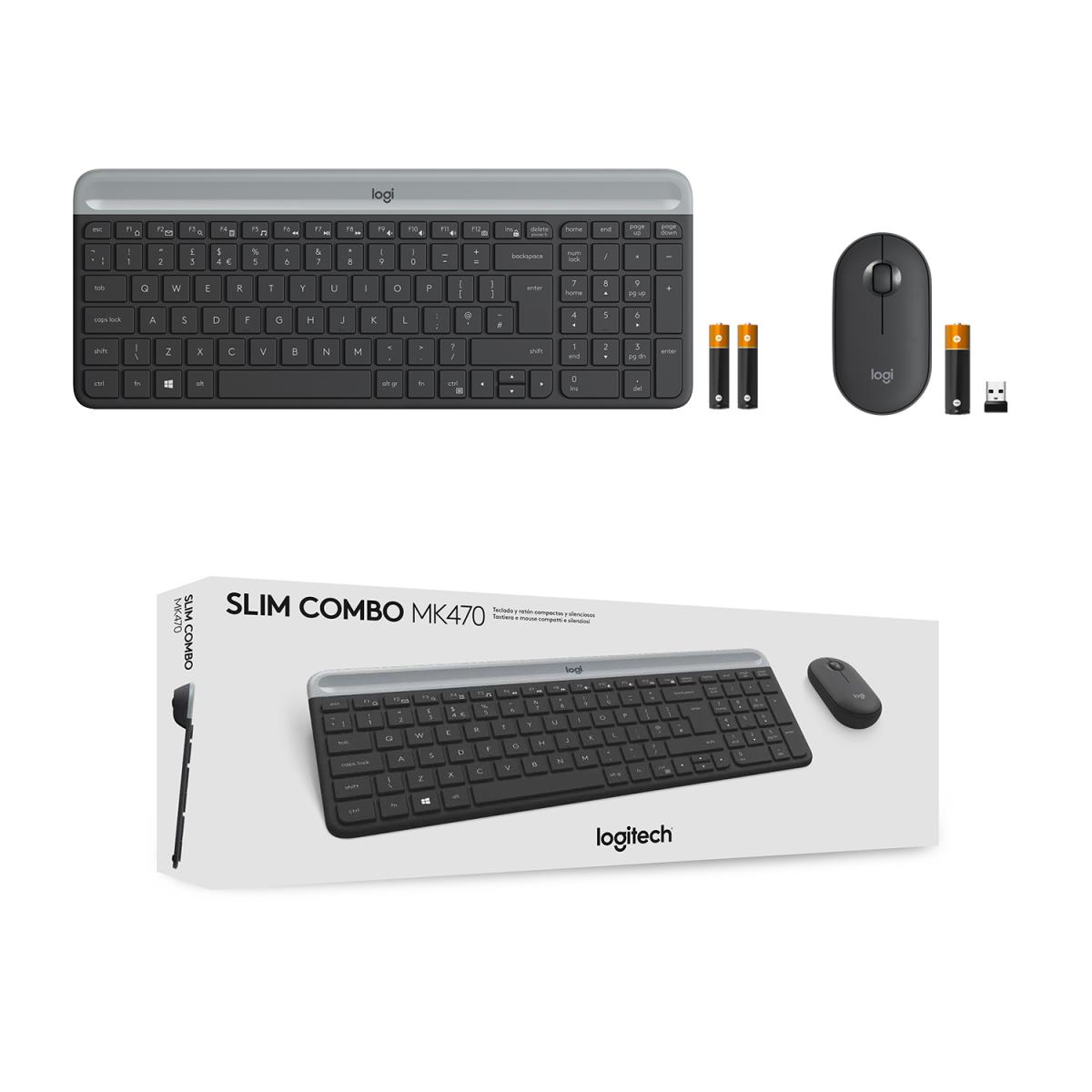 Slim Wireless Keyboard And Mouse Combo Mk470 - Graphite - Qwerty US/Int'l