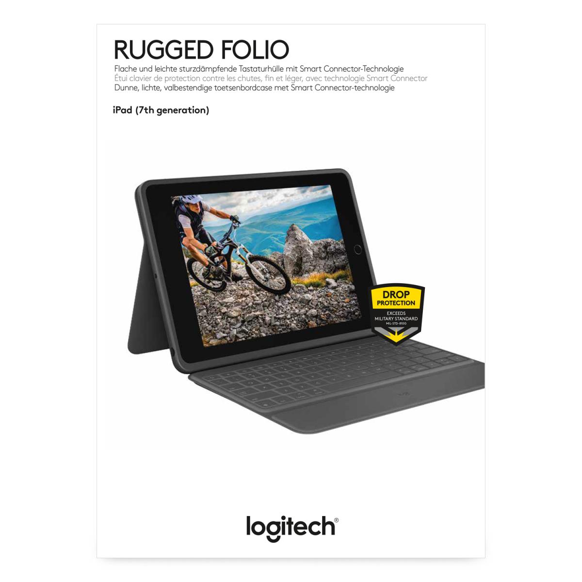 Rugged Folio Keyboard Case for iPad 7/8/9th Gen - Graphite - Azerty French