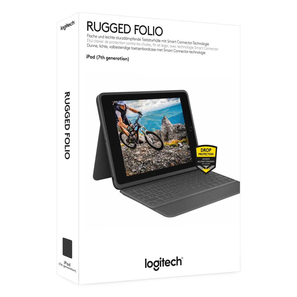 Rugged Folio Keyboard Case for iPad 7/8/9th Gen - Graphite - Azerty French