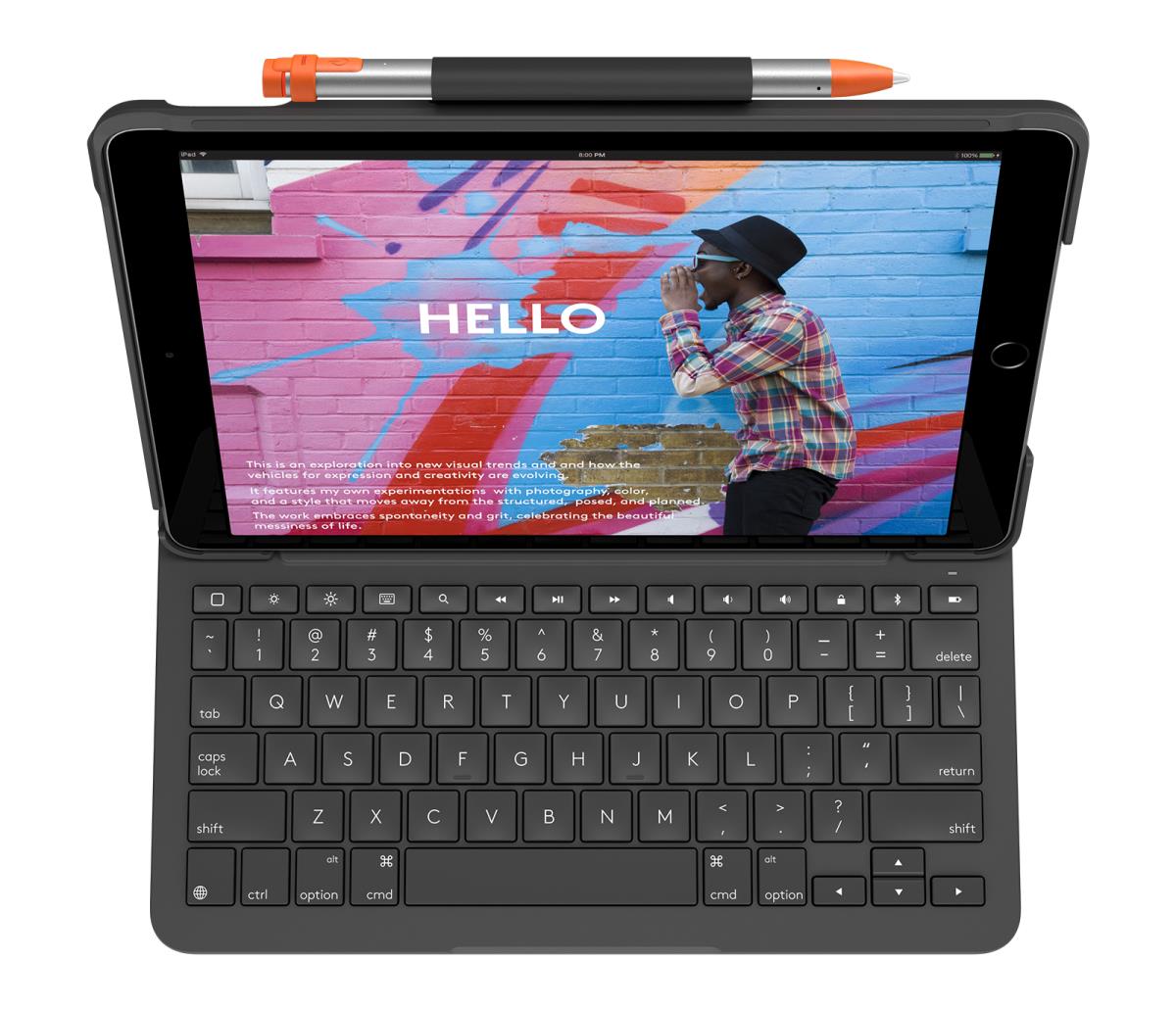 Slim Folio For iPad 7th Generation Graphite Qwerty Ch