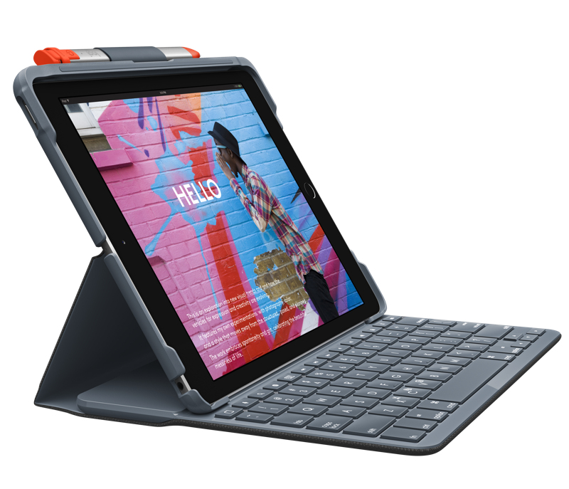 Slim Folio For iPad 7th Generation Graphite Qwerty Ch