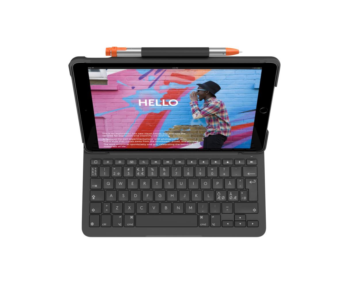 Slim Folio For iPad 7th Generation Graphite Qwerty Pan Nordic