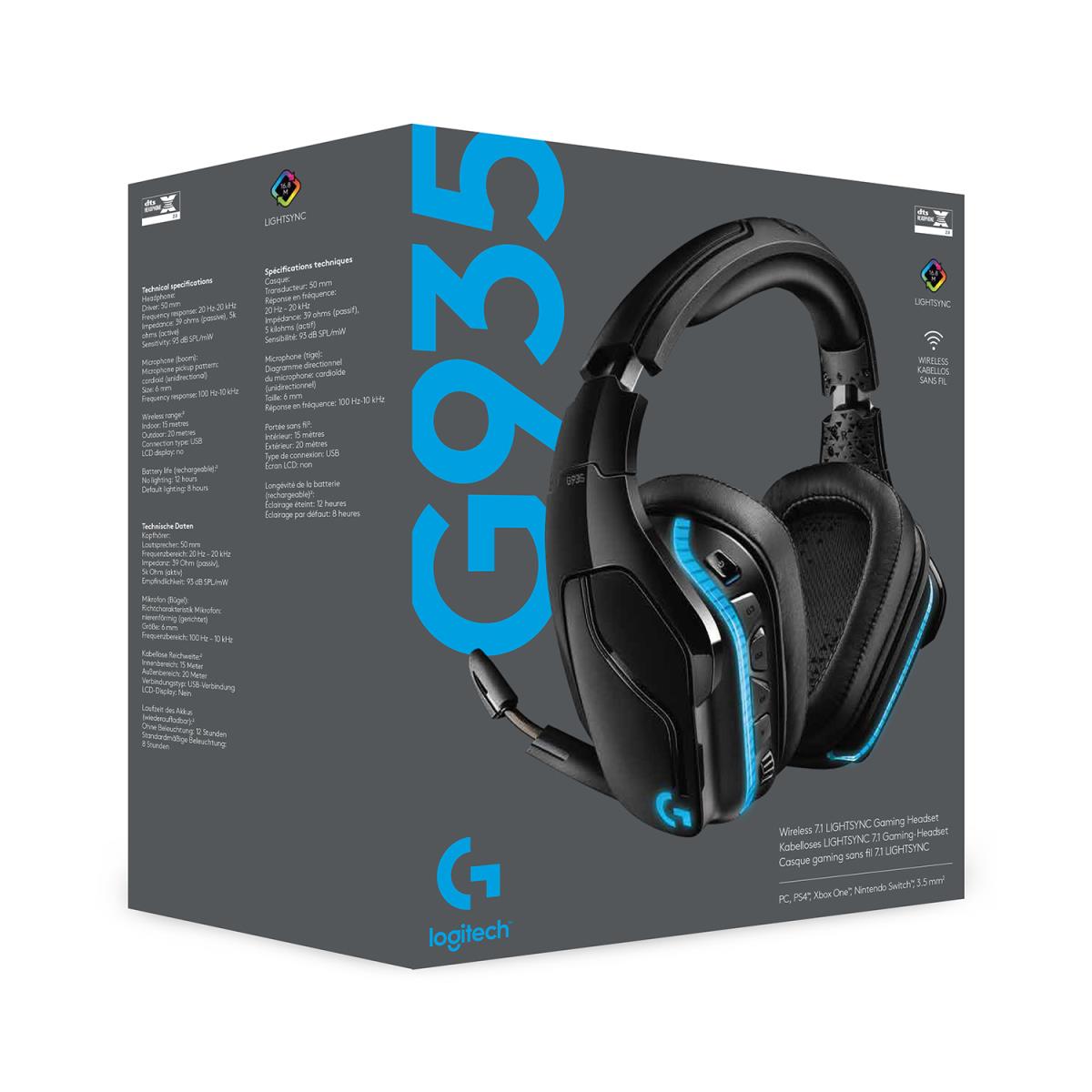 G935 Wireless 7.1 Surround Sound Lightsync Gaming Headset - 2.4GHz