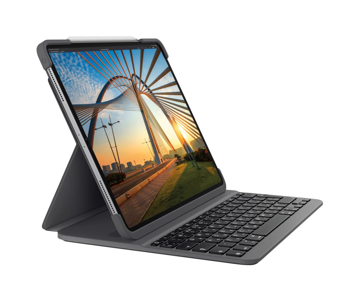 Slim Folio Pro - For iPad Pro 12.9in (3rd & 4th Gen) - Graphite- Qwerty Int''l
