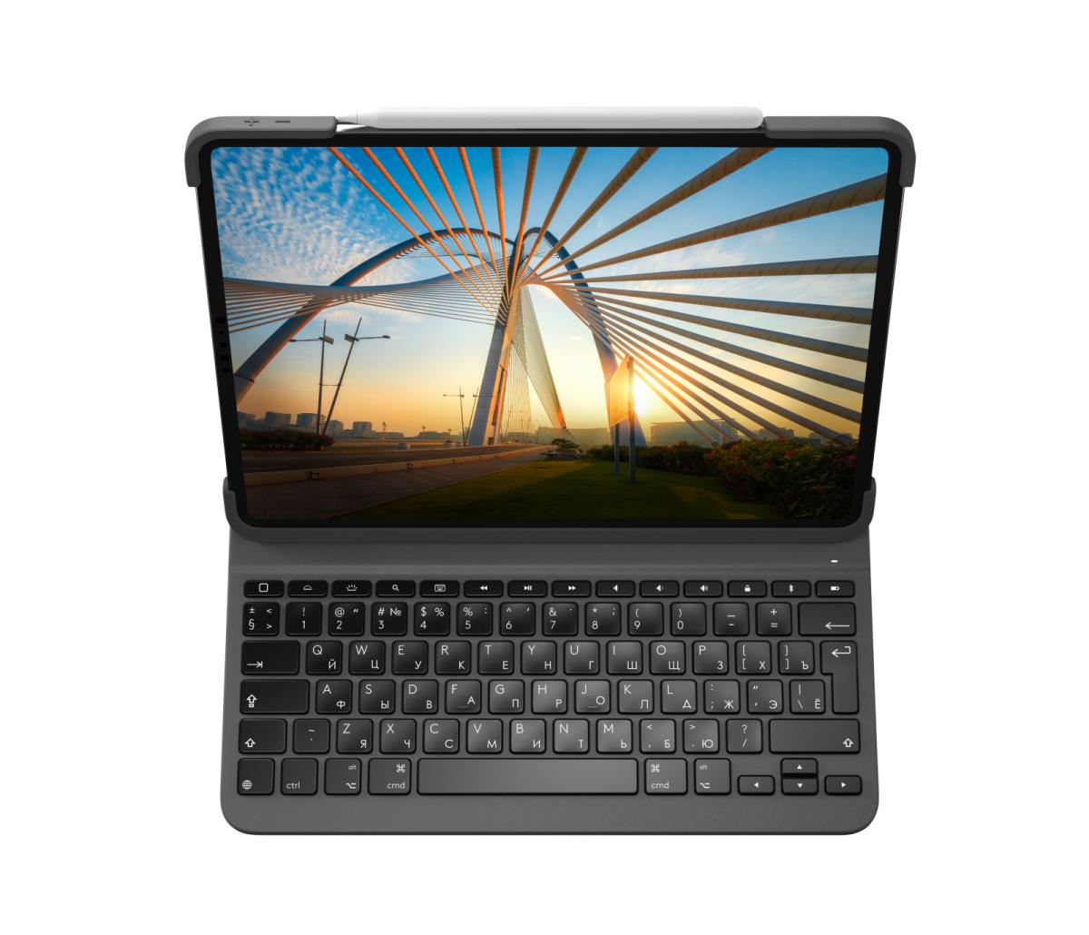 Slim Folio Pro - For iPad Pro 12.9in (3rd & 4th Gen) - Graphite- Qwerty Int''l