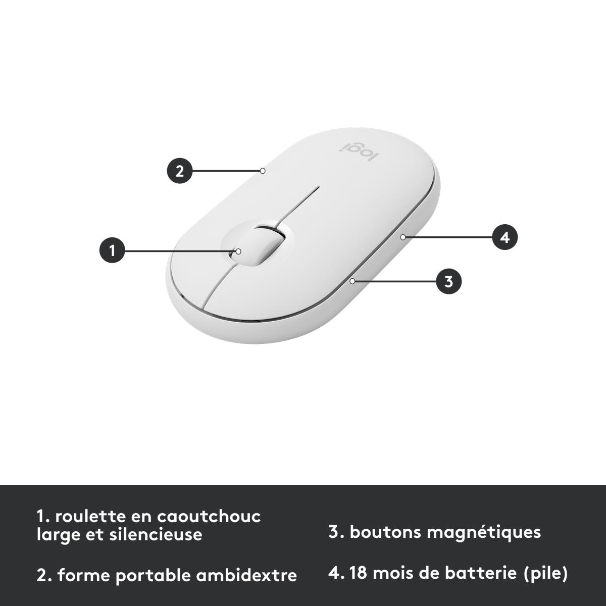 Slim Wireless Keyboard And Mouse Combo Mk470 - Offwhite - Azerty French